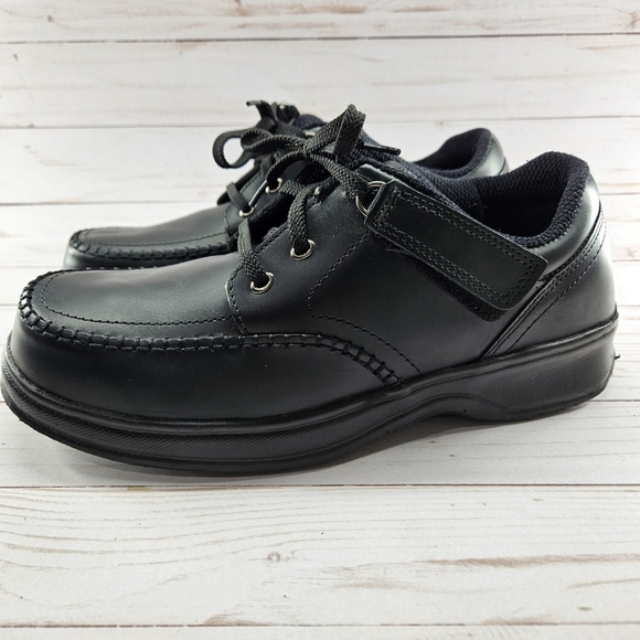 Orthofeet Black Leather Tie-less Loafer Comfort Walking‎ Shoes Mens Size 10 461